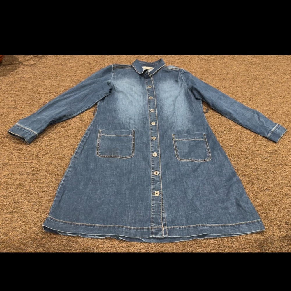 EUC Style & Company M Denim Blue Button-Up Women's Dress